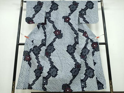 平和屋着物∴夏物 浴衣 有松鳴海絞り よろけ縞舞花文 綿 逸品 CAAY4708ng