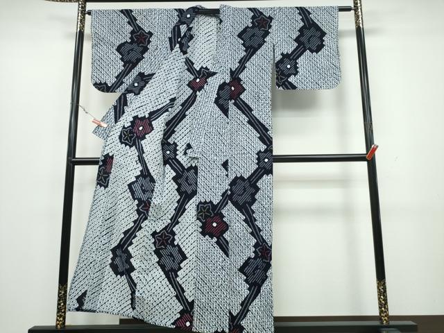 平和屋着物∴夏物 浴衣 有松鳴海絞り よろけ縞舞花文 綿 逸品 CAAY4708ng
