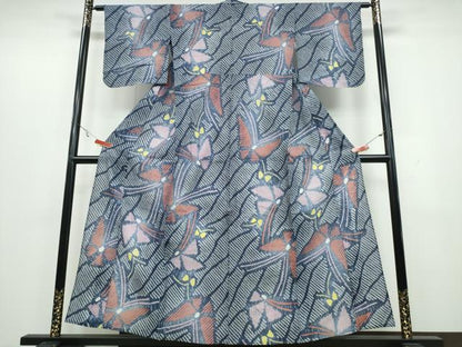 平和屋着物∴夏物 浴衣 有松鳴海絞り 舞蝶文 綿 逸品 CAAY4709ng