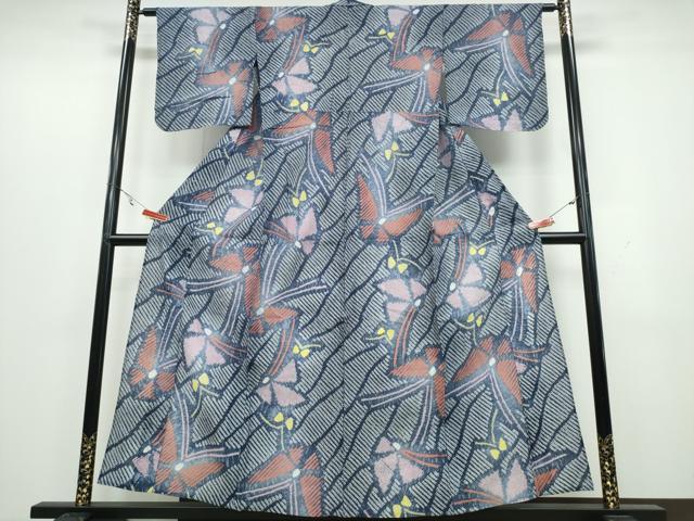 平和屋着物∴夏物 浴衣 有松鳴海絞り 舞蝶文 綿 逸品 CAAY4709ng