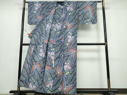 平和屋着物∴夏物 浴衣 有松鳴海絞り 舞蝶文 綿 逸品 CAAY4709ng