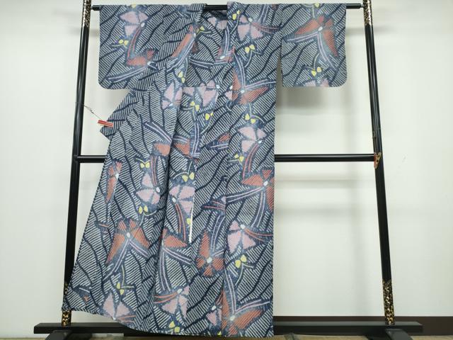 平和屋着物∴夏物 浴衣 有松鳴海絞り 舞蝶文 綿 逸品 CAAY4709ng
