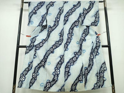 平和屋着物∴夏物 浴衣 有松鳴海絞り 斜線舞花文 綿 逸品 CAAY4713ng