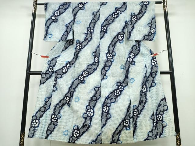 平和屋着物∴夏物 浴衣 有松鳴海絞り 斜線舞花文 綿 逸品 CAAY4713ng