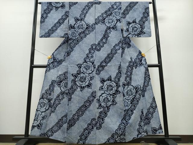 平和屋着物∴夏物 浴衣 有松鳴海絞り 薔薇 綿 逸品 CAAY4751ng