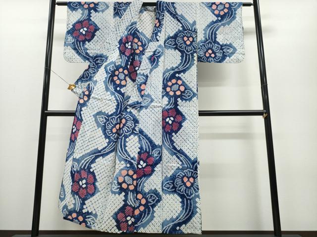 平和屋着物∴夏物 浴衣 有松鳴海絞り 流水舞花文 綿 逸品 CAAY4752ng
