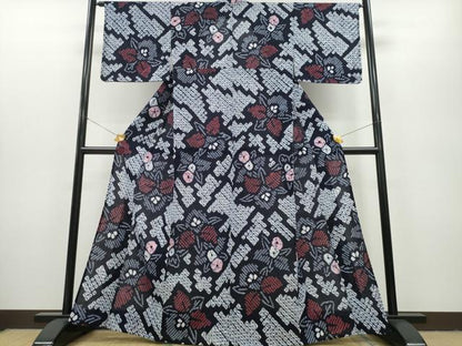 平和屋着物∴夏物 浴衣 有松鳴海絞り 草花尽くし 綿 逸品 CAAY4753ng