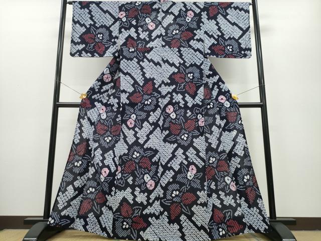 平和屋着物∴夏物 浴衣 有松鳴海絞り 草花尽くし 綿 逸品 CAAY4753ng