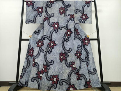 平和屋着物∴夏物 浴衣 有松鳴海絞り 花唐草文 丸栄謹製 綿 逸品 CAAY4756ng