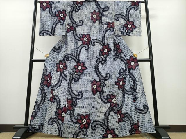 平和屋着物∴夏物 浴衣 有松鳴海絞り 花唐草文 丸栄謹製 綿 逸品 CAAY4756ng