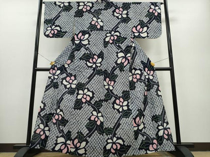 平和屋着物∴夏物 浴衣 有松鳴海絞り 枝牡丹 綿 逸品 CAAY4757ng