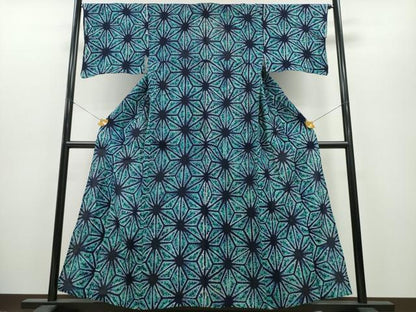平和屋着物∴夏物　浴衣　有松鳴海絞り　麻の葉文様　綿　逸品　CAAY4759ng