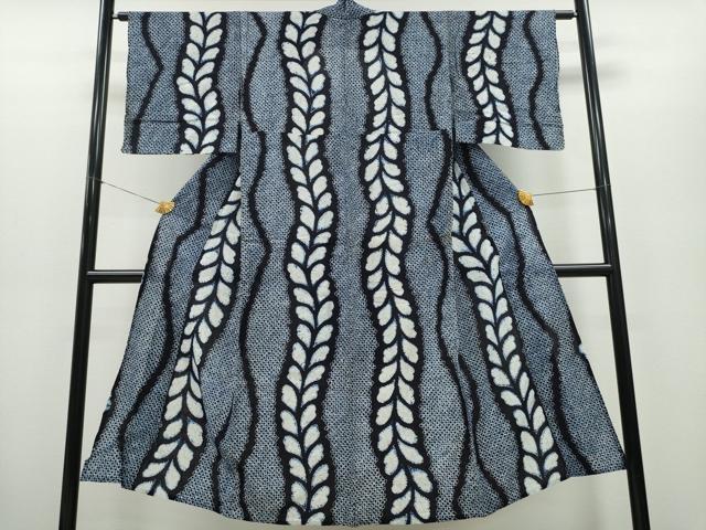 平和屋着物∴夏物 浴衣 有松鳴海絞り よろけ縞枝花文 綿 逸品 CAAY4761ng