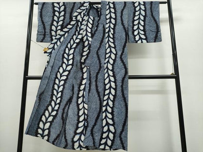 平和屋着物∴夏物 浴衣 有松鳴海絞り よろけ縞枝花文 綿 逸品 CAAY4761ng