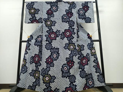 平和屋着物∴夏物 浴衣 有松鳴海絞り 舞花文 綿 逸品 CAAY4762ng