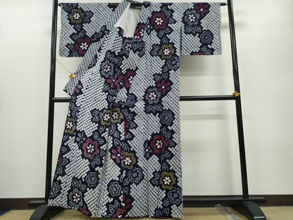 平和屋着物∴夏物 浴衣 有松鳴海絞り 舞花文 綿 逸品 CAAY4762ng