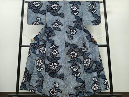 平和屋着物∴夏物 浴衣 有松鳴海絞り 枝菊文 綿 逸品 CAAY4768ng