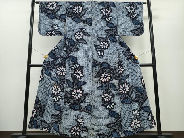 平和屋着物∴夏物 浴衣 有松鳴海絞り 枝菊文 綿 逸品 CAAY4768ng