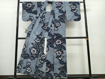 平和屋着物∴夏物 浴衣 有松鳴海絞り 枝菊文 綿 逸品 CAAY4768ng