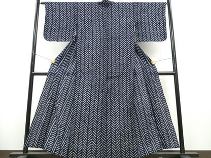 平和屋着物∴夏物 浴衣 有松鳴海絞り 矢羽根文様 綿 逸品 CAAY4770ng