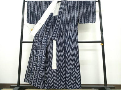 平和屋着物∴夏物 浴衣 有松鳴海絞り 矢羽根文様 綿 逸品 CAAY4770ng