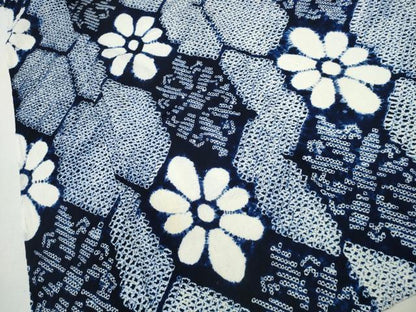 平和屋着物∴夏物 浴衣 有松鳴海絞り 亀甲花文 綿 逸品 CAAY4771ng