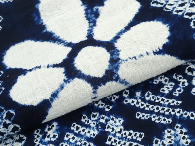 平和屋着物∴夏物 浴衣 有松鳴海絞り 亀甲花文 綿 逸品 CAAY4771ng