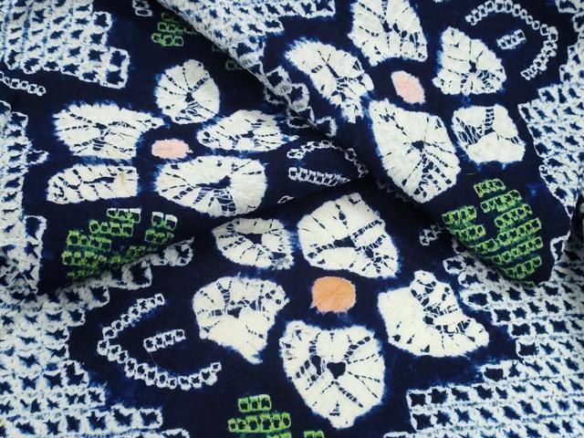 平和屋着物∴夏物 浴衣 有松鳴海絞り 枝花文 綿 逸品 CAAY4772ng