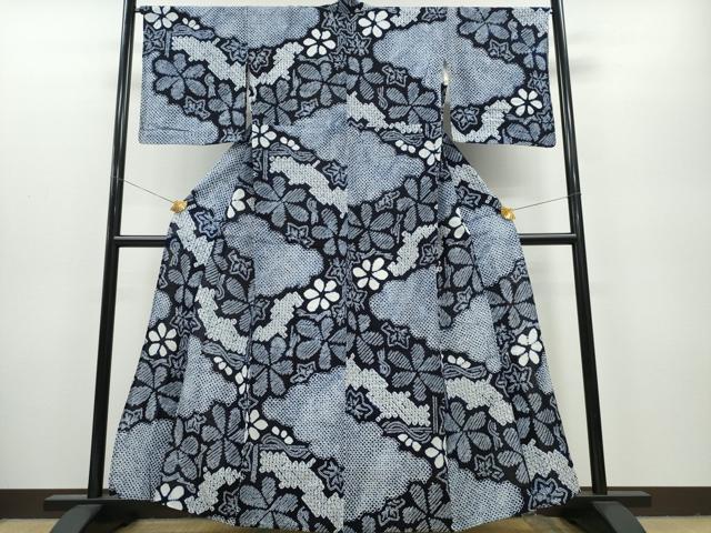 平和屋着物∴夏物 浴衣 有松鳴海絞り 道長舞花文 綿 逸品 CAAY4773ng