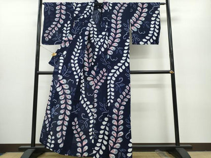 平和屋着物∴夏物 浴衣 有松鳴海絞り 枝葉文 綿 逸品 CAAY4775ng