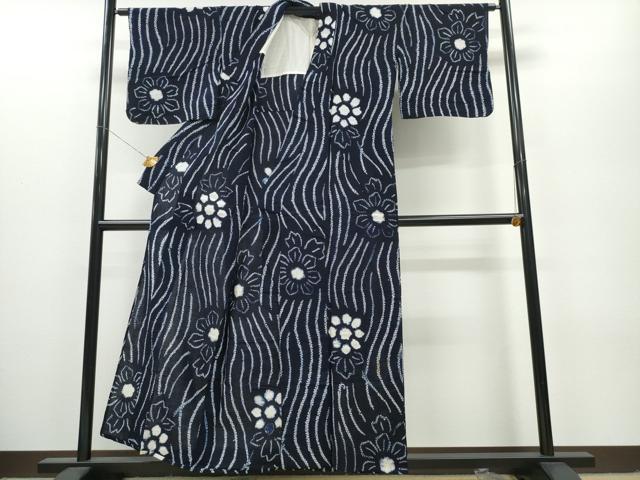 平和屋着物∴夏物 浴衣 有松鳴海絞り 流水舞菊文 綿 逸品 CAAY4777ng