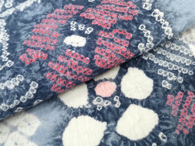 平和屋着物∴夏物 浴衣 有松鳴海絞り 色紙椿 綿 逸品 CAAY4778ng