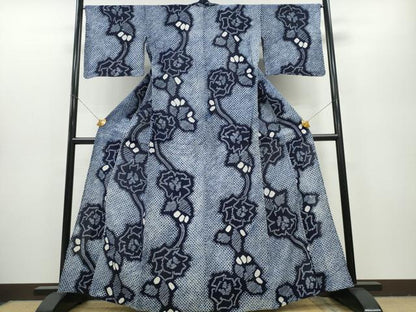 平和屋着物∴夏物 浴衣 有松鳴海絞り 薔薇 綿 逸品 CAAY4779ng