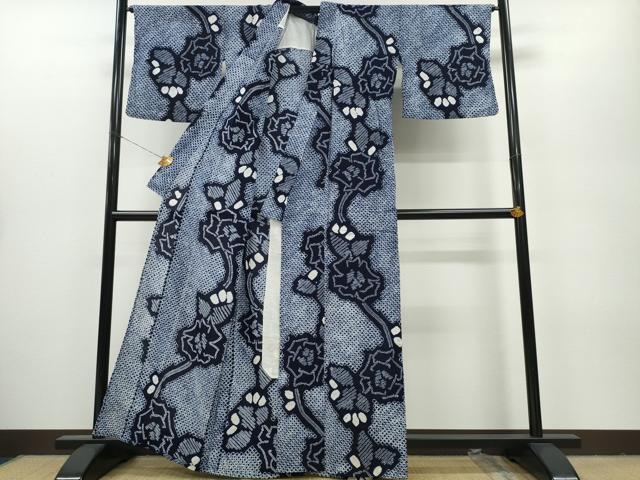 平和屋着物∴夏物 浴衣 有松鳴海絞り 薔薇 綿 逸品 CAAY4779ng