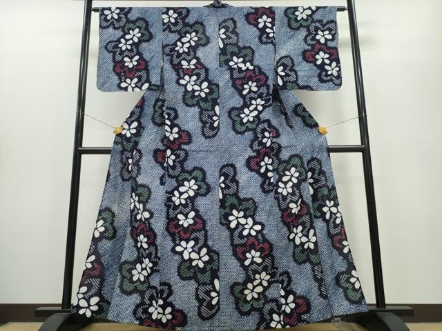 平和屋着物∴夏物 浴衣 有松鳴海絞り 舞花文 綿 逸品 CAAY4780ng