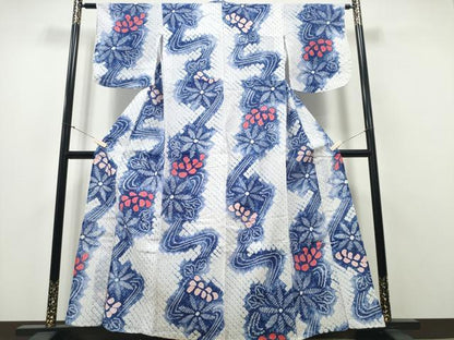 平和屋着物∴夏物 浴衣 有松鳴海絞り 流水菊文 綿 逸品 CAAY4782ng
