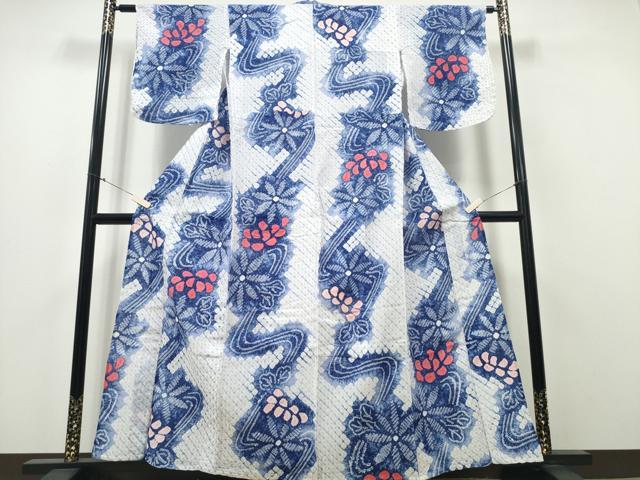 平和屋着物∴夏物 浴衣 有松鳴海絞り 流水菊文 綿 逸品 CAAY4782ng
