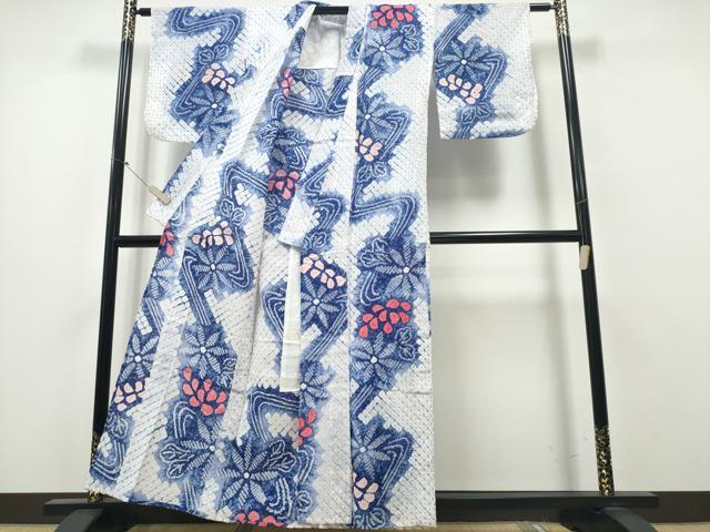 平和屋着物∴夏物 浴衣 有松鳴海絞り 流水菊文 綿 逸品 CAAY4782ng