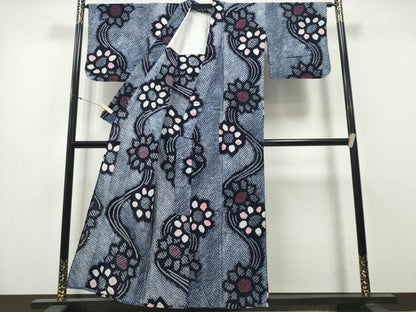 平和屋着物∴夏物 浴衣 有松鳴海絞り 流水菊文 綿 逸品 CAAY4785ng