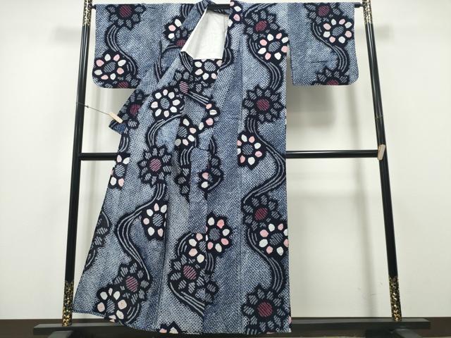 平和屋着物∴夏物 浴衣 有松鳴海絞り 流水菊文 綿 逸品 CAAY4785ng