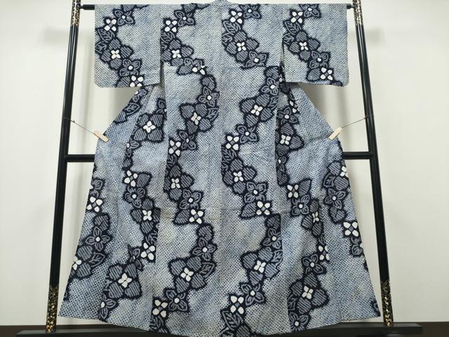 平和屋着物∴夏物 浴衣 有松鳴海絞り 舞花文 綿 逸品 CAAY4786ng