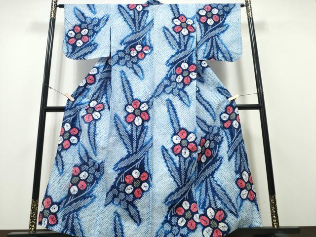 平和屋着物∴夏物 浴衣 有松鳴海絞り 草花文 綿 逸品 未使用 CAAY4795ng