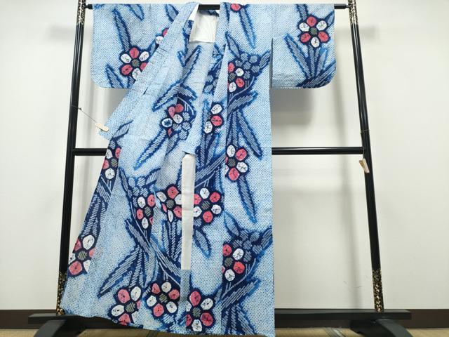 平和屋着物∴夏物 浴衣 有松鳴海絞り 草花文 綿 逸品 未使用 CAAY4795ng