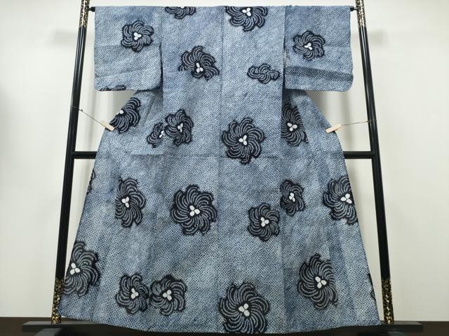 平和屋着物∴夏物 浴衣 有松鳴海絞り 捻じ菊文 綿 逸品 未使用 CAAY4797ng
