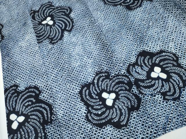 平和屋着物∴夏物 浴衣 有松鳴海絞り 捻じ菊文 綿 逸品 未使用 CAAY4797ng