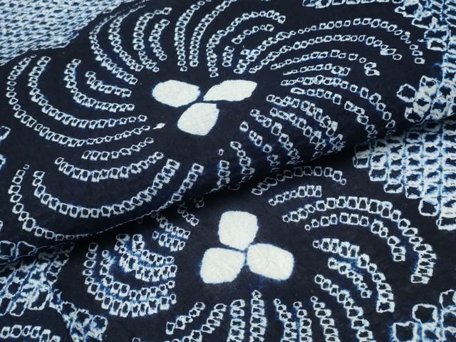 平和屋着物∴夏物 浴衣 有松鳴海絞り 捻じ菊文 綿 逸品 未使用 CAAY4797ng