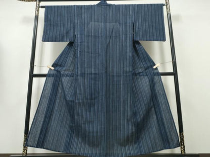 平和屋着物∴夏物　浴衣　阿波しじら織　間道　綿　逸品　CAAY4800ng