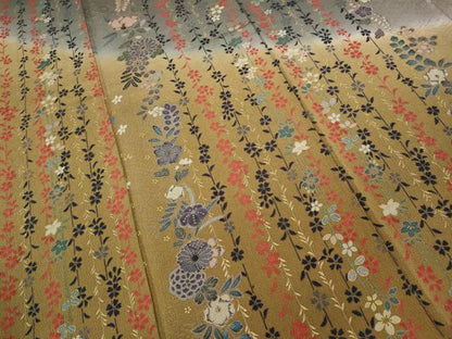 平和屋着物●訪問着　草花間道　暈し染め　金彩　鬼しぼ縮緬　正絹　逸品　CAAY4834ut
