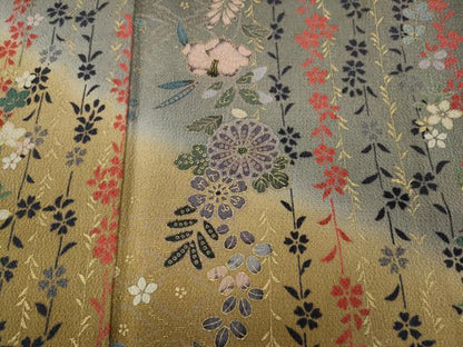 平和屋着物●訪問着　草花間道　暈し染め　金彩　鬼しぼ縮緬　正絹　逸品　CAAY4834ut