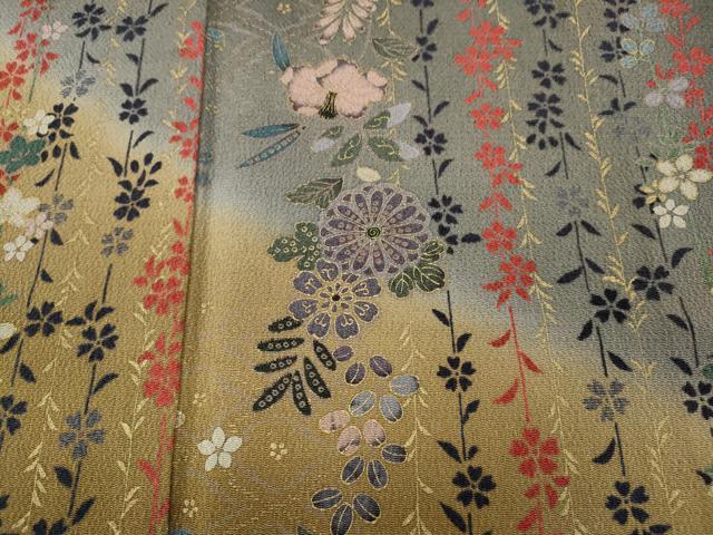 平和屋着物●訪問着　草花間道　暈し染め　金彩　鬼しぼ縮緬　正絹　逸品　CAAY4834ut